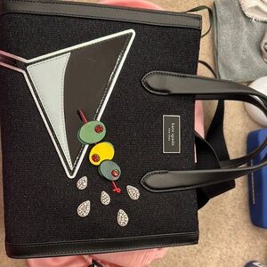 Kate Spade Martini Black Geometric Tote Bag